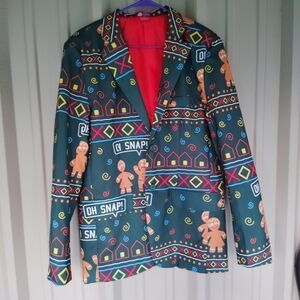 Men's Gingerbread Ugly Christmas Blazer & Necktie Size Medium